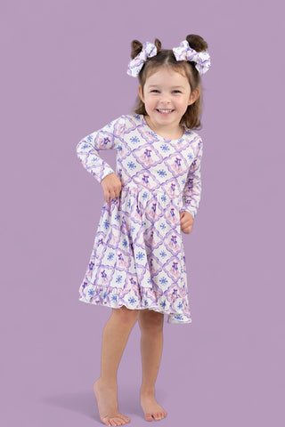 ICY WONDERLAND LONG SLEEVE DREAM RUFFLE DRESS