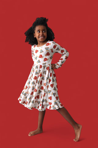BEAR-Y COZY CHRISTMAS DREAM RUFFLE DRESS
