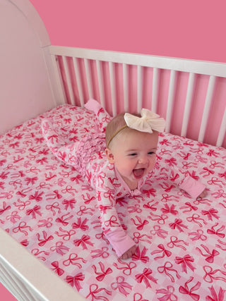 BOW CHECKERED CHARM DREAM CRIB SHEET