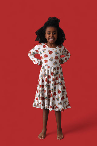 BEAR-Y COZY CHRISTMAS DREAM RUFFLE DRESS