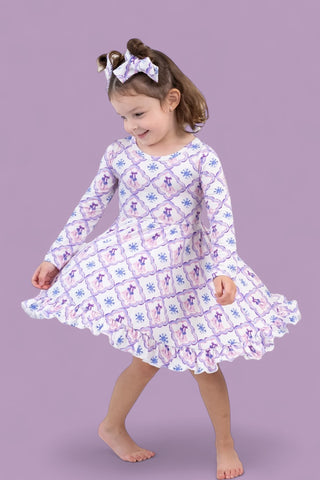 ICY WONDERLAND LONG SLEEVE DREAM RUFFLE DRESS