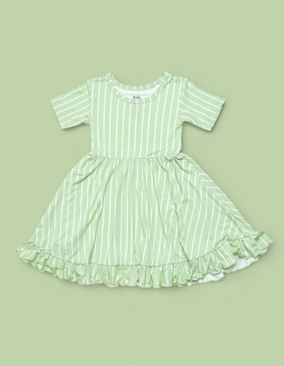 SPRINGTIME STRIPE DREAM RUFFLE DRESS