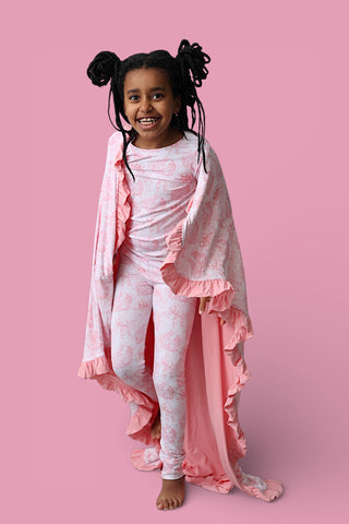 BLUSH BUNNY TOILE DREAM RUFFLE BLANKET