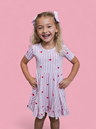SWEETHEART STRIPES DREAM RUFFLE DRESS