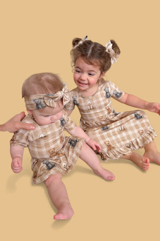 TEDDY CHECK DREAM BODYSUIT DRESS