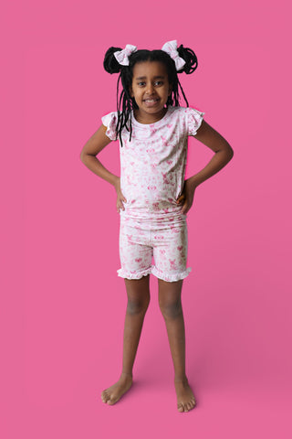 PINK PUPPY TOILE DREAM RUFFLE SHORT SET