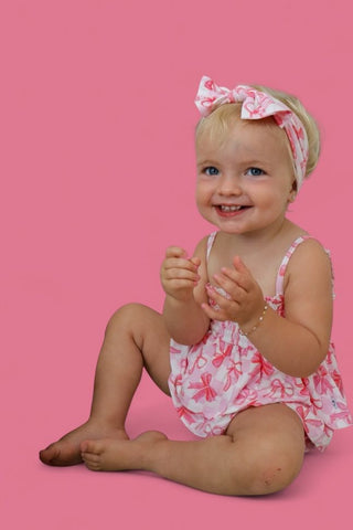BOW CHECKERED CHARM DREAM SMOCKED TIERED BODYSUIT DRESS