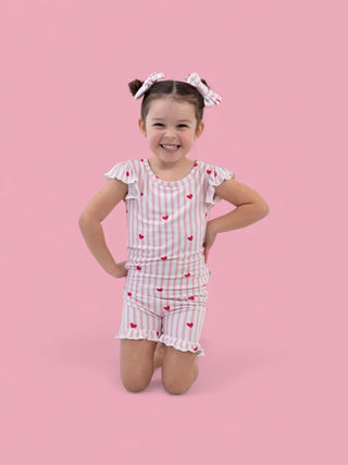 SWEETHEART STRIPES DREAM RUFFLE SHORT SET