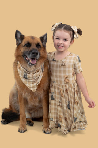 TEDDY CHECK DREAM RUFFLE DRESS