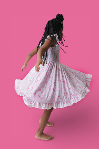 PINK PUPPY TOILE DREAM CAP SLEEVE RUFFLE DRESS