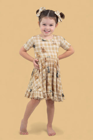 TEDDY CHECK DREAM RUFFLE DRESS
