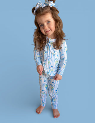 HEIRLOOM BLUE BLOOMS DREAM RUFFLE ROMPER